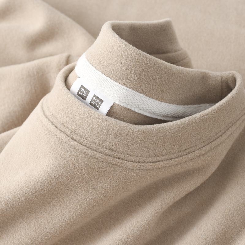 Solid Color Crew Neck Milk Tea Color Velvet Warm Base Top Autumn and Winter Thickened Western Style Simple Long Sleeve T-shirt Women's Inner Top