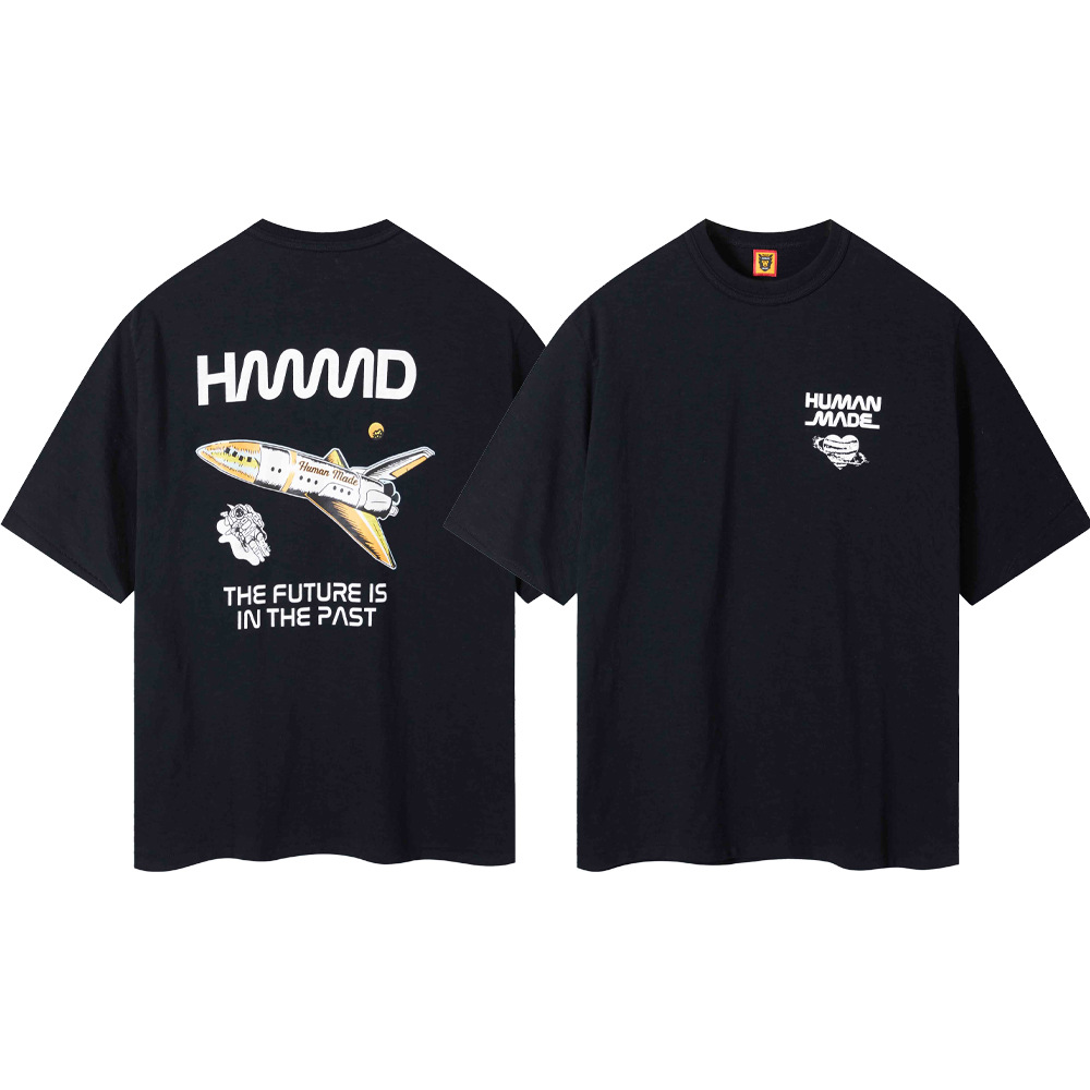 Marca de moda japonesa de bambú pesado algodón suelto pareja de hombre y mujer cilindro camiseta de manga corta media manga TEE