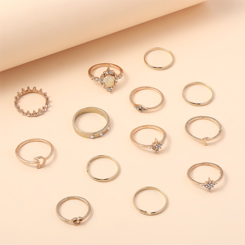 Stackable Band And Tiny Cubic Zirconia Ring Set Minimalist Style_voghion.com