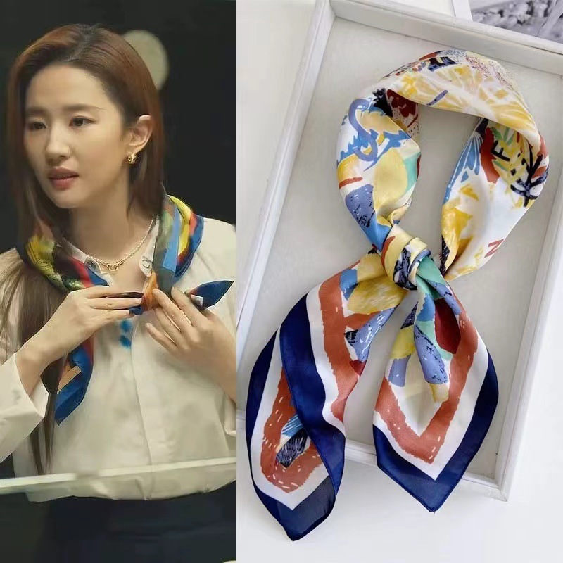 로즈 완 Qian Liu Yifei 스카프 여름 얇은 목도리 컬러 줄무늬 스카프 목 헤어 밴드의 이야기