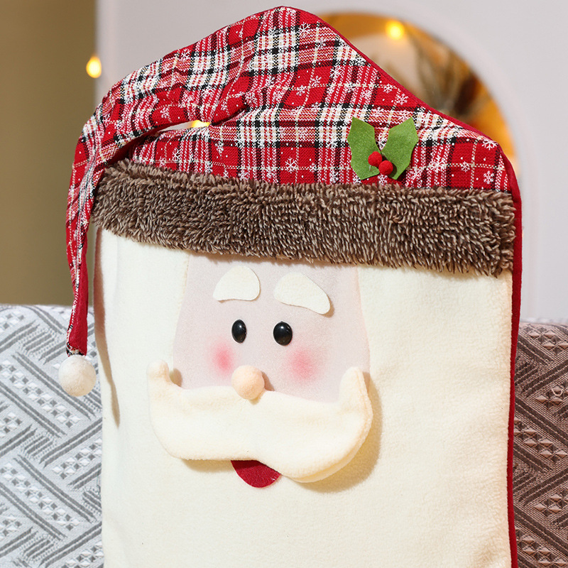 Nouvelles décorations de table et de chaise de Noël Père Noël Bonhomme de neige Poupée stéréo Housse de chaise Robe de maison_voghion.com