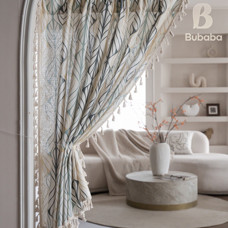 Feimao Cross-Border Fresh Curtain Finished Products Wholesale Three-Color Leaf Print Door Curtain for Bedroom, Balcony, Living Room, Kitchen Curtain Feimao Cross-Border Fresh Curtain Finished Products Wholesale Three-Color Leaf Print Door Curtain for Bedroom, Balcony, Living Room, Kitchen Curtain