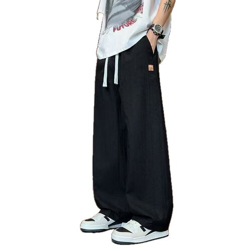 Foreign trade cotton and linen pants men's summer thin casual straight pants loose all-matching youth drag-feeling linen wide-leg men's pants