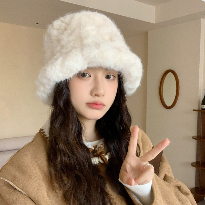 冬季帽子女款毛绒大头围显脸小渔夫帽可爱甜美护耳保暖高级感盆帽|undefined