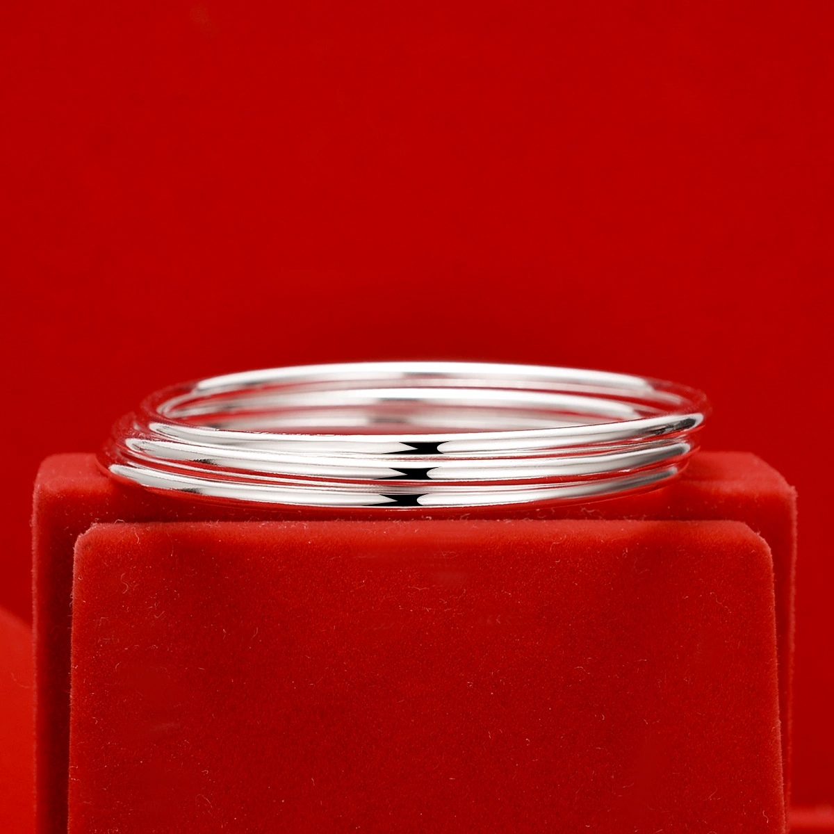 Источник производитель White copper, silver-plated Sansheng III Bracelet Closed Aperture Vegetarian Three Ring Double Single Ring Silver Jewelry Wholesale