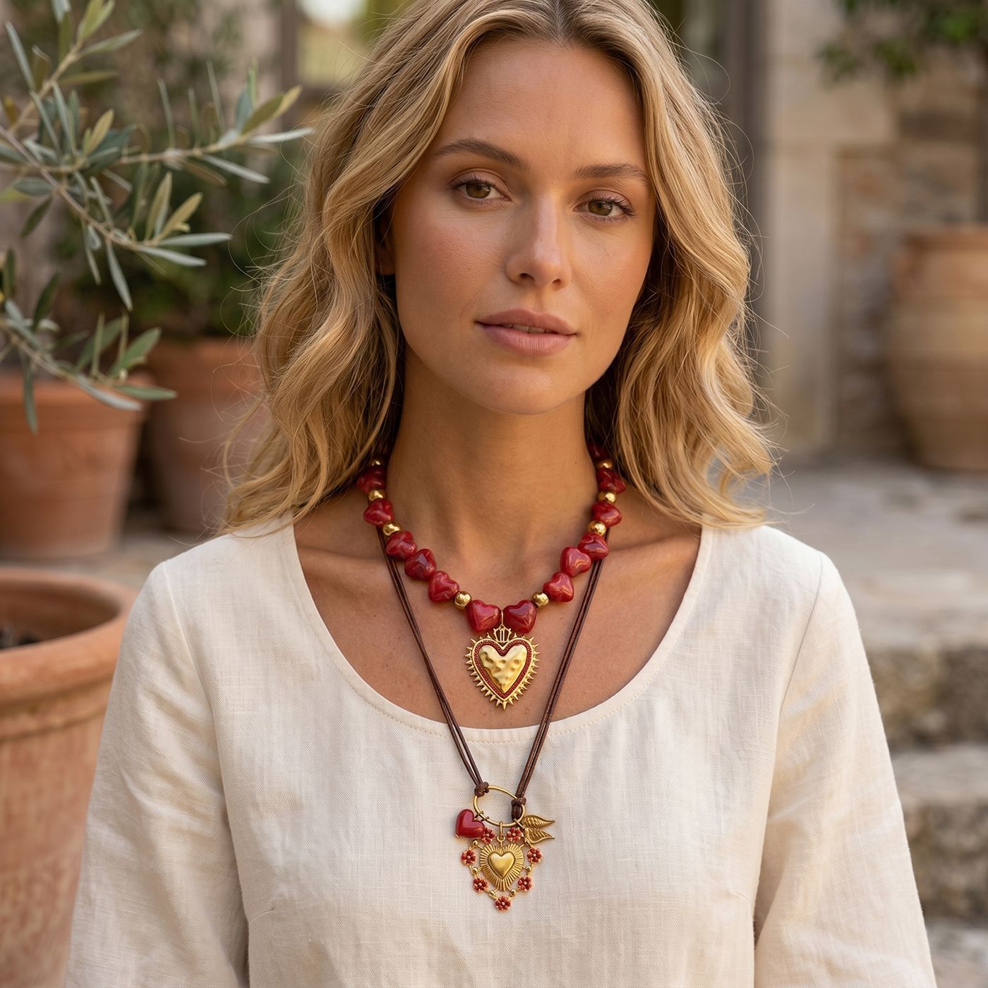 Alta Europa y los Estados Unidos acrílico acero inoxidable amor rojo cuentas de titanio colgante de acero en forma de corazón collar de explosión transfronteriza venta caliente