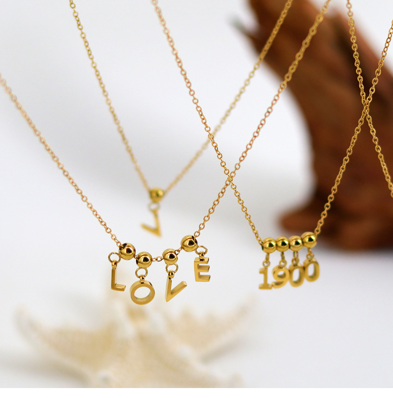1 Pieza Acero Inoxidable 304 Chapados en oro de 18k Letra Colgante display picture 11