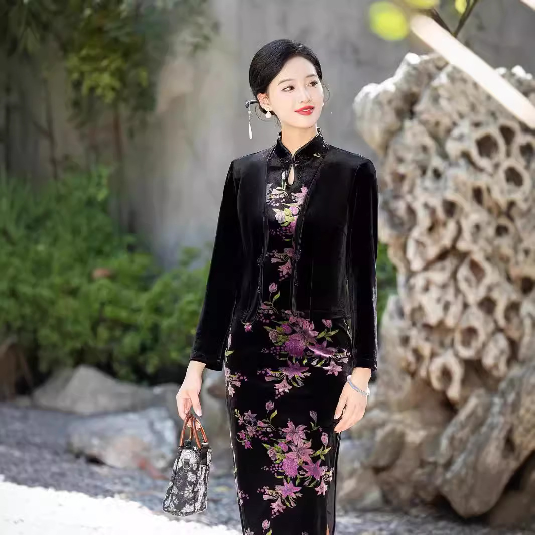 Autumn fashionable velvet cheongsam