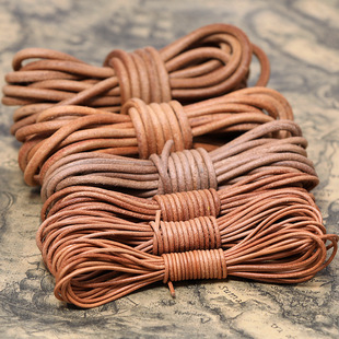 DIY Cowhide Rope Leather Top Layer Round Wrap Leather Strip Vegetable Tanned Leather Bracelet Necklace Sewing Machine Belt Hand Wrap Chair