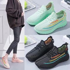 Women's Spring and Summer 2021 New Knit Sports Shoes, Korean Style Fashion Casual Running Mesh Lightweight Coconut Shoes
