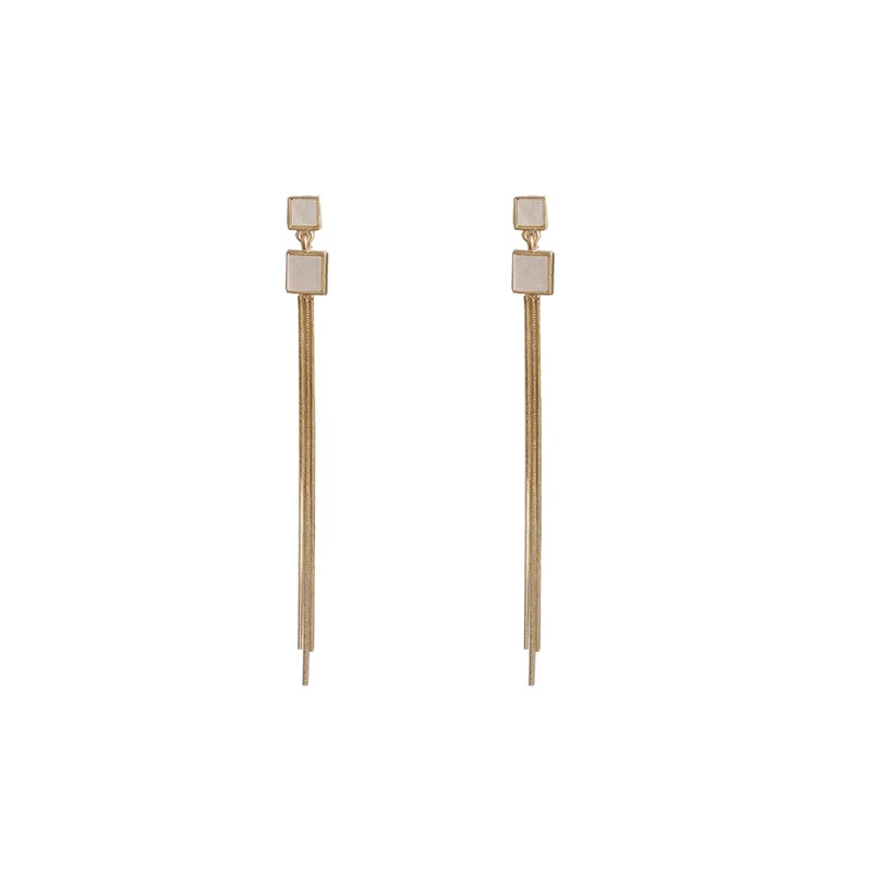 new square long tassel simple female metal earrings