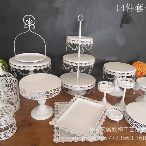 Estante de pastel europeo de hierro forjado conjunto de decoración de boda postres tienda de bocadillos estante de baile prop bandeja de pastel image 21