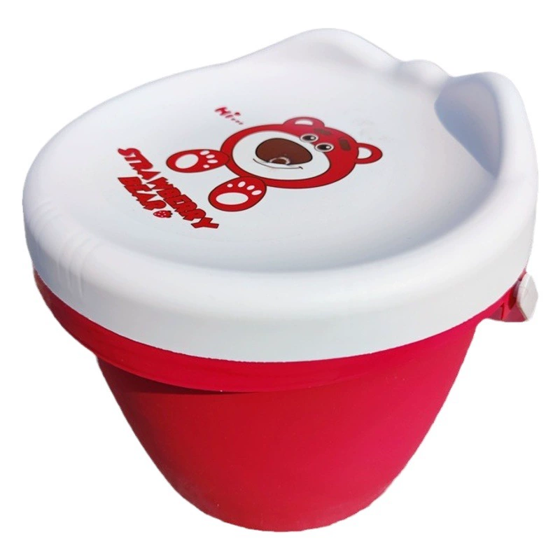 Пластиковый табурет для хранения Детский табурет с рисунками Клубничный медведь Портативный табурет для хранения с крышкой Маленький желтый утиный сидящий рыболовный табурет