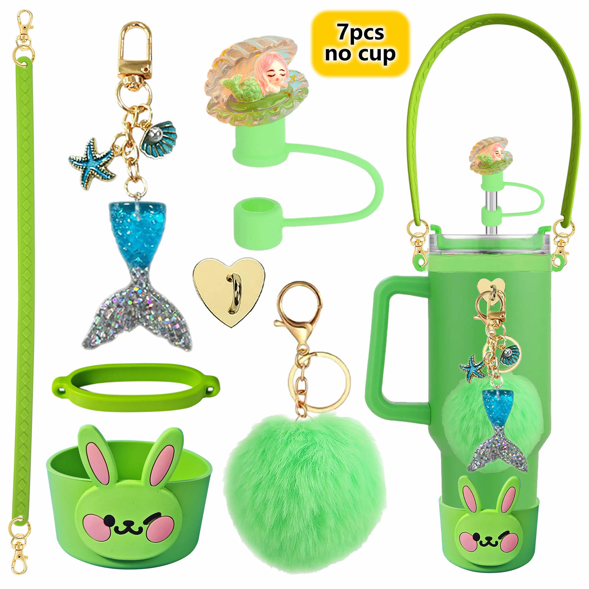 Accesorios de taza Stanley colgante de cuerda de mano flor de silicona gorra de paja de peluche colgante de taza cadena de taza de color cubierta de taza