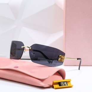 24 New Frameless Split MIUMIU Zhang Yuanying Same Style Sunglasses Women's Big Frame Fashion Personality Internet Celebrity Sunglasses 54