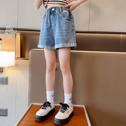 Children's denim shorts summer pants thin new big kid outerwear children's summer street riding loose stylish