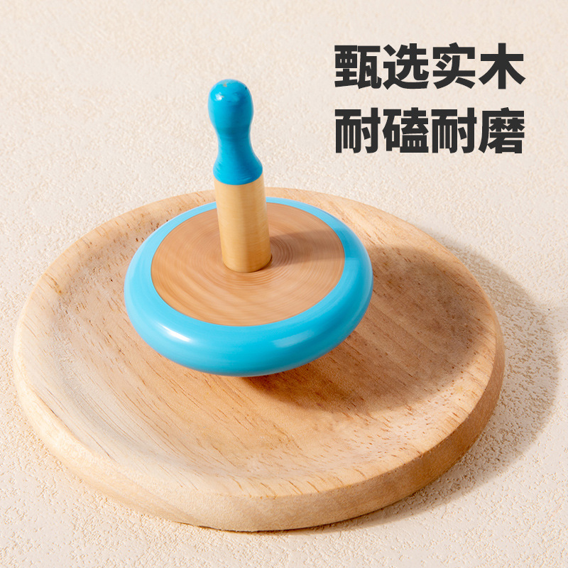 Weiweihu Interactive Top Set Selection de madera maciza resistente a golpes Emoticonos de animales Girar Puzzle Top Juguetes para niños