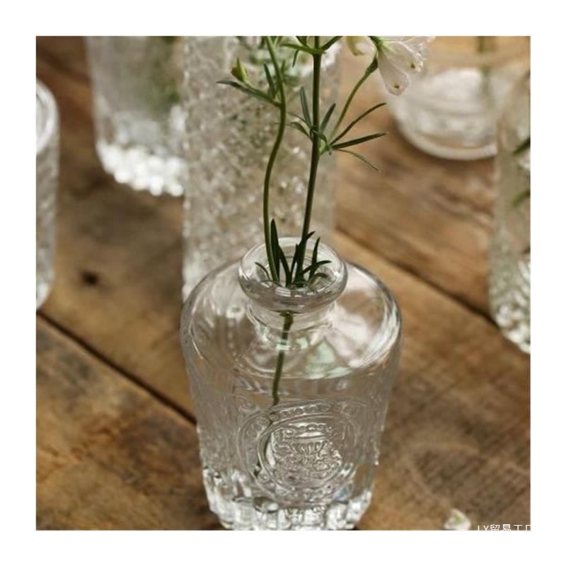 Retro light luxury relief transparent glass vase inS Fengjiajiajie…