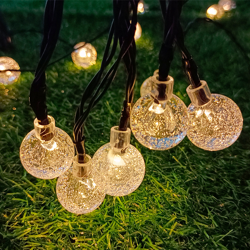 跨境电商太阳能气泡球灯串100LED串灯户外防水节日装饰彩灯庭院灯