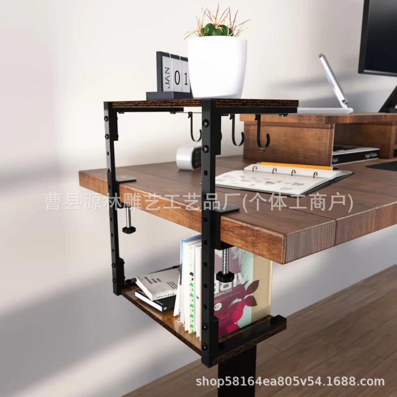 Iron-Wood Desktop Layered Storage Rack, Adjustable Office Storage Organizer, Multi-Layer Desktop Storage Rack Iron-Wood Desktop Layered Storage Rack, Adjustable Office Storage Organizer, Multi-Layer Desktop Storage Rack