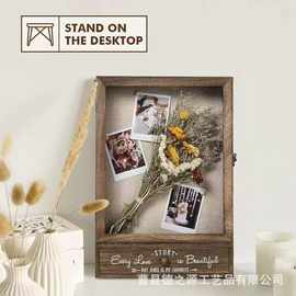 简约翻盖式透明木质相框昆虫干花标本木制空框照片归纳实木框架