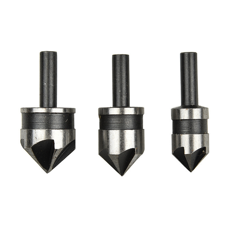 跨境热销六角圆柄90度五刃倒角器 三件套倒角刀锪钻木工开孔器