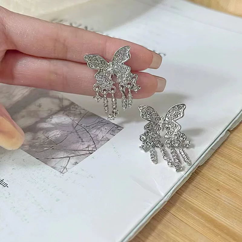 Милое серебряное игла, серьги, универсальный цирконий, инфлюенсер, простой и элегантный дизайн