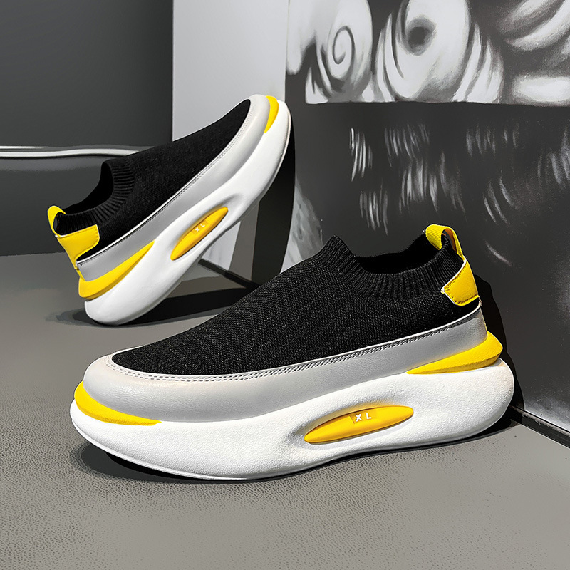 남성용 여름 신상 운동화, 두꺼운 밑창, 통기성, 게으른 슬립온, 두꺼운 밑창 캐주얼 운동화, 메쉬 양말, 트렌디한 신발
