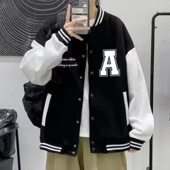 春秋新作男性ジャケットカジュアルコート色合わせプリント男子野球服学生スポーツクラス服