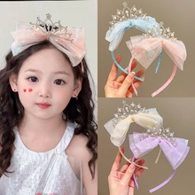 儿童皇冠头饰女周岁宝宝生日王冠发箍公主女童蝴蝶结头箍花童发饰
