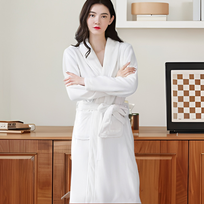 Autumn and Winter fleece-lined thick nightgown flannel long bathrobe coral fleece long sleeve nightgown women's winter bathrobe bathrobe