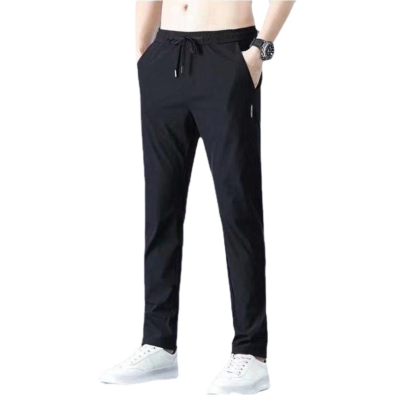 Pantalones de seda de hielo al por mayor de la fábrica pantalones casuales rectos sueltos de los hombres de la manera del estiramiento fino del verano