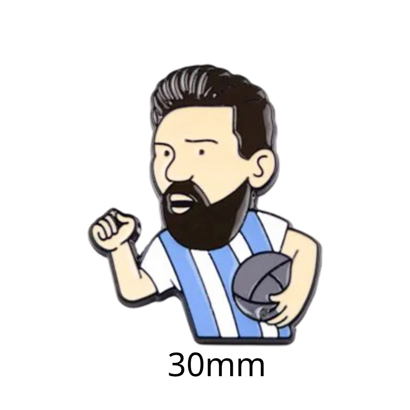 Fabricante personalizado Champions League World Cup Football Super Star Metal Insignia Imagen de dibujos animados Etiqueta del teléfono móvil Insignia Regalo