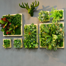 绿色植物墙面植物多肉装饰假花墙壁酒店相框挂饰饭厅鹿头壁挂