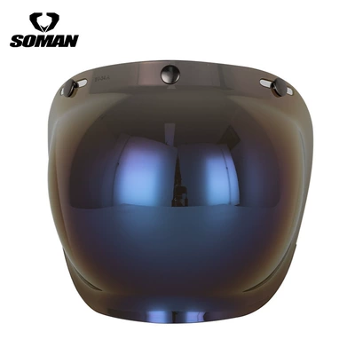 Bubble Lens Retro Lens – Dəbilqə (Kaska) aksesuarları - blue-plated-sheet-with-black-bracket