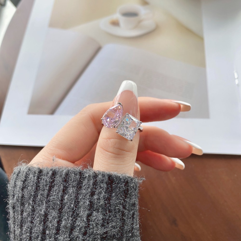5g Weight Zircon Inlay Material Rings Classification 1 Piece Quantity 925 Sterling Silver Zircon Geometric Rings