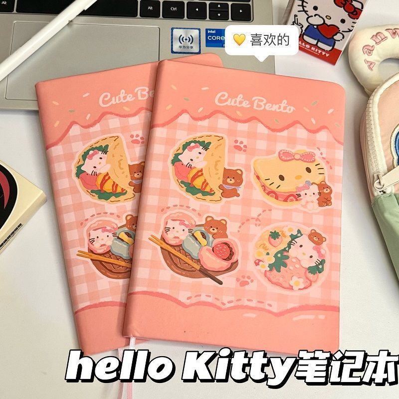 A5可爱凯蒂猫系列硬壳皮质笔记本kitty猫学生记事日记本彩页手账|undefined