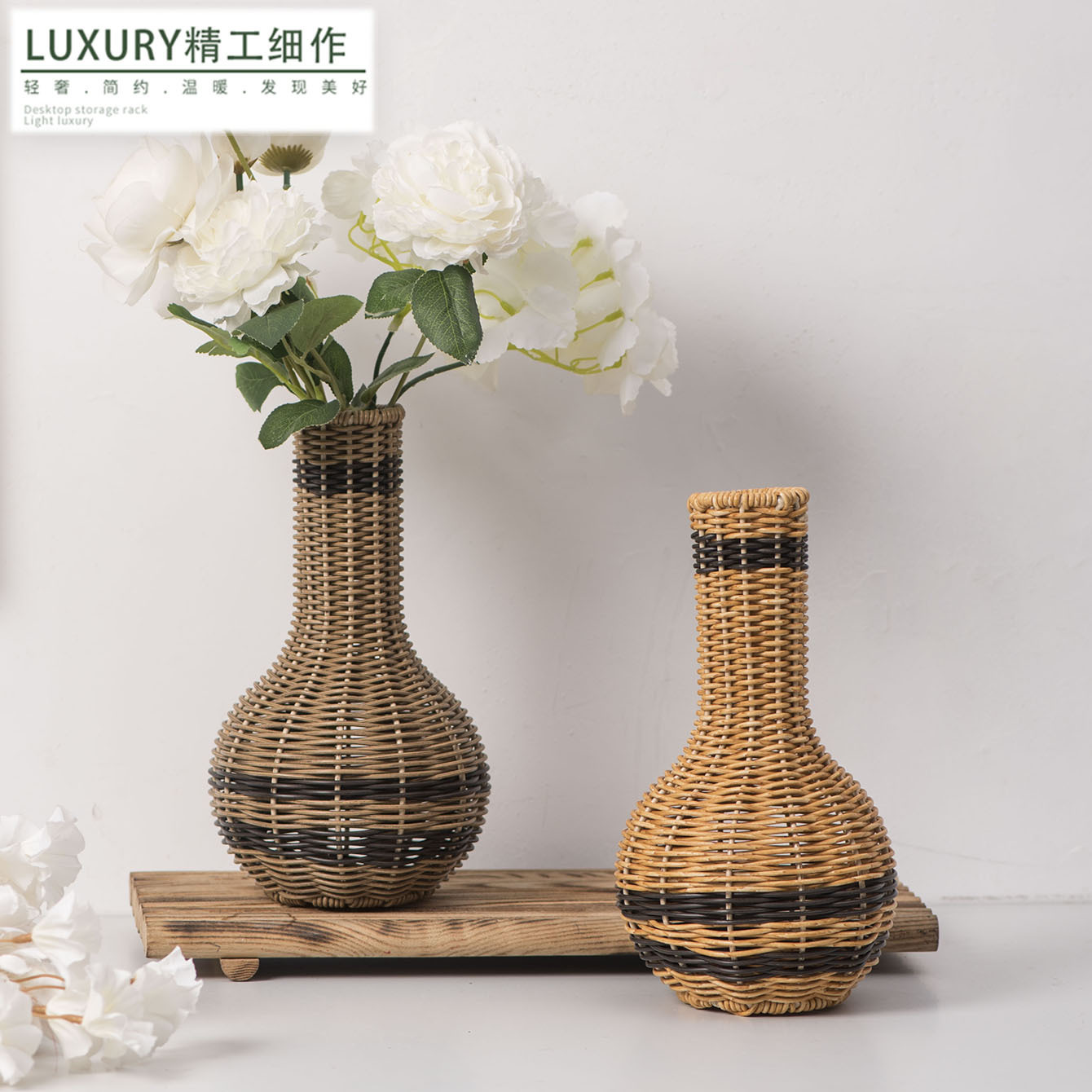 Vasos de tejido a mano sala de estar escritorio decoración del hogar arrangement de flores de sauce vasos secos artesanías de caña ornamentos