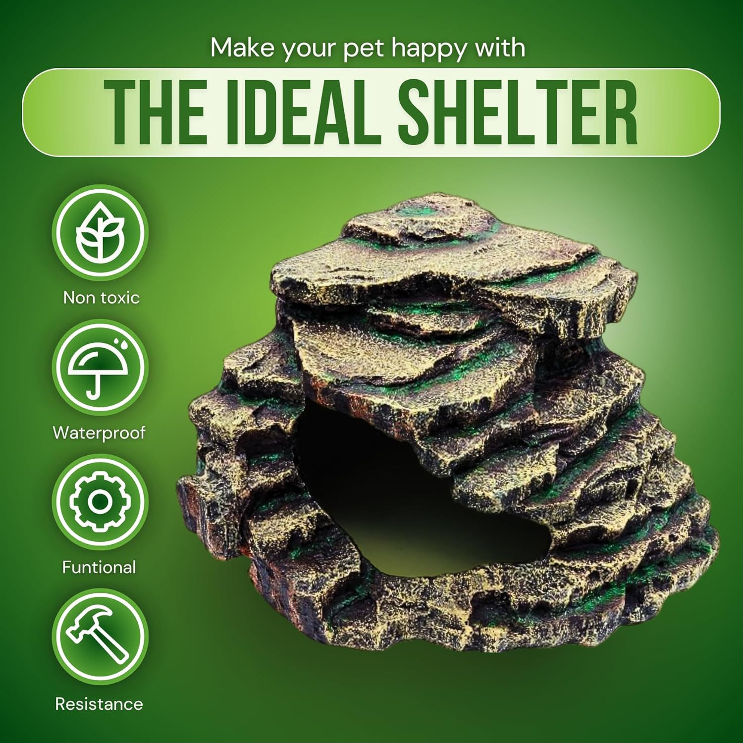 Adornos de acuarios de fábrica, tortugas de resina, suministros de tortuga trepadora, terrazas grandes, cuevas escalonadas, casas de refugio de reptiles