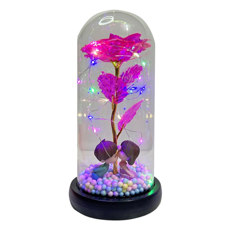 Flor eterna cubierta de vidrio lámina de oro rosa creativo regalo de San Valentín regalo de cumpleaños decoración ventas directas de la fábrica