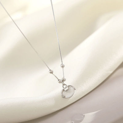 925 Ruyi Safe lock Pendant Necklace Sense of design A small minority Simplicity clavicle Light extravagance gift wholesale