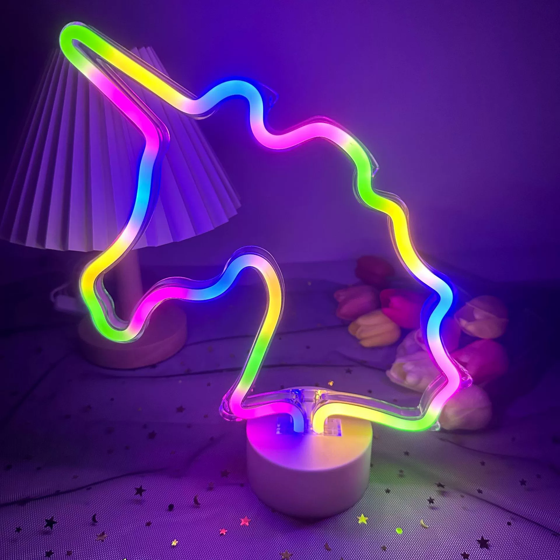 LED радужная креативная настольная лампа, оформление, ночник, декор, светильник