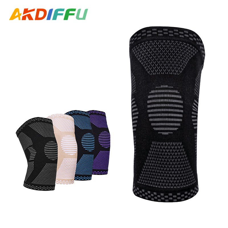 Equipo de protección de ciclismo unisex de cuatro lados elástico de punto rodillera en cuclillas almohadilla de la rodilla de nylon corriendo deportes rodillera pie cesta fila