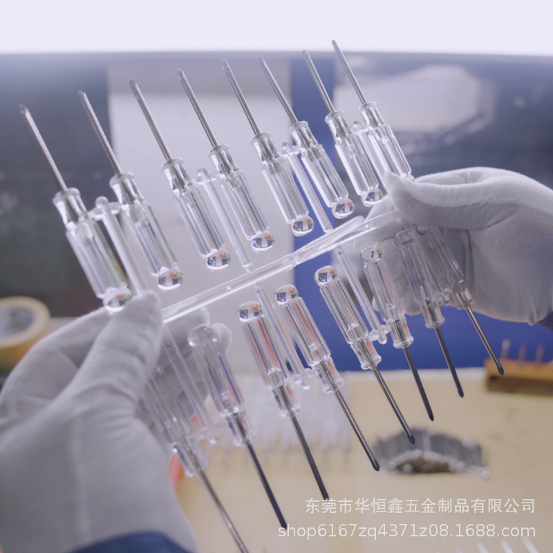 Huahengxin environmental protection ABS raw material plus hard non-slip magnetic 80, 100mm transparent cross batch small screwdriver 5