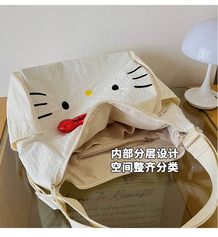 Cross-border Nylon Women's Bag 2026 New Style Large Capacity Cute Little Cat Single Shoulder Bag Bow Tote Bag Backpack