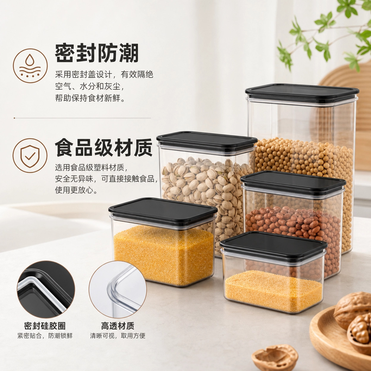 现货透明果粉盒咖啡豆密封罐奶茶店食品储物罐厨房五谷杂粮收纳盒