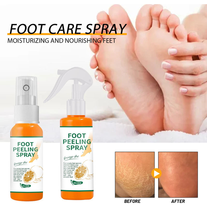 EELHOE Foot Exfoliating Care Spray Green Tea Citrus Flavor Callous Heel Elbow Knee Exfoliating