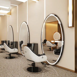 Barber Shop Special Mirror with LED Light Hairdressing Mirror Table Single-sided Internet Trendy Hair Salon Wall-mounted Hair Cutting Makeup Mirror