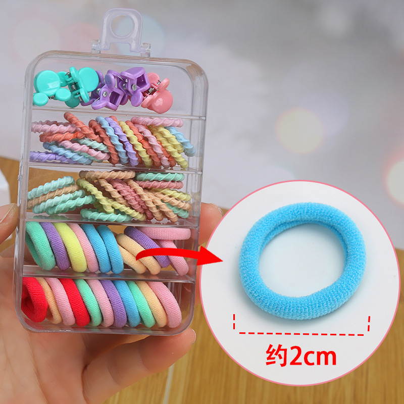 Anillo de pelo para niños horquilla en caja anillo de toalla de pulgar elástico alto clip de pelo de conejo cuerda de pelo de niña accesorios para el cabello traje al por mayor