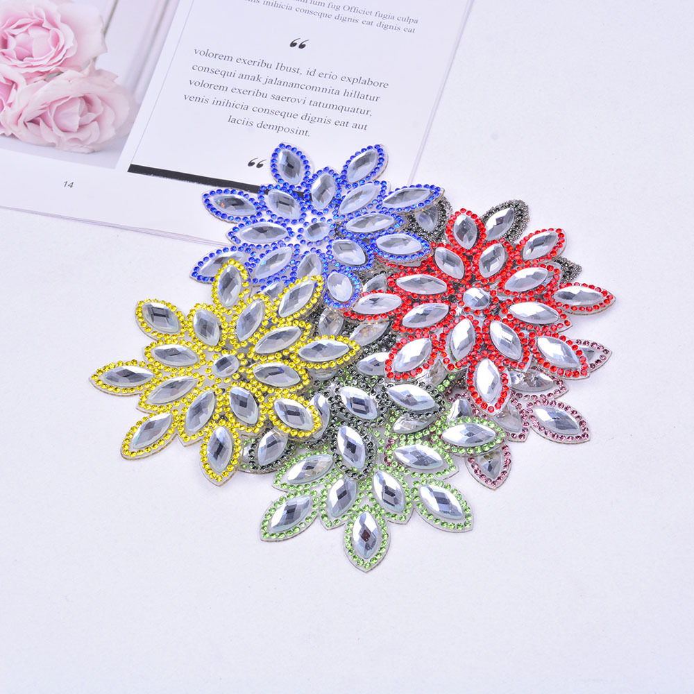 (2개) 여자 새로운 열전달 라인스톤 천 스티커 창조적 인 눈송이 모양 패치 의상 모자 스카프 장식 천 스티커